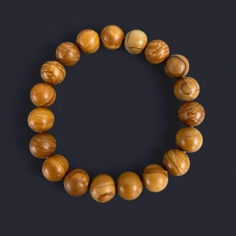 Wood Jasper Gemstone Bead Bracelet 10mm
